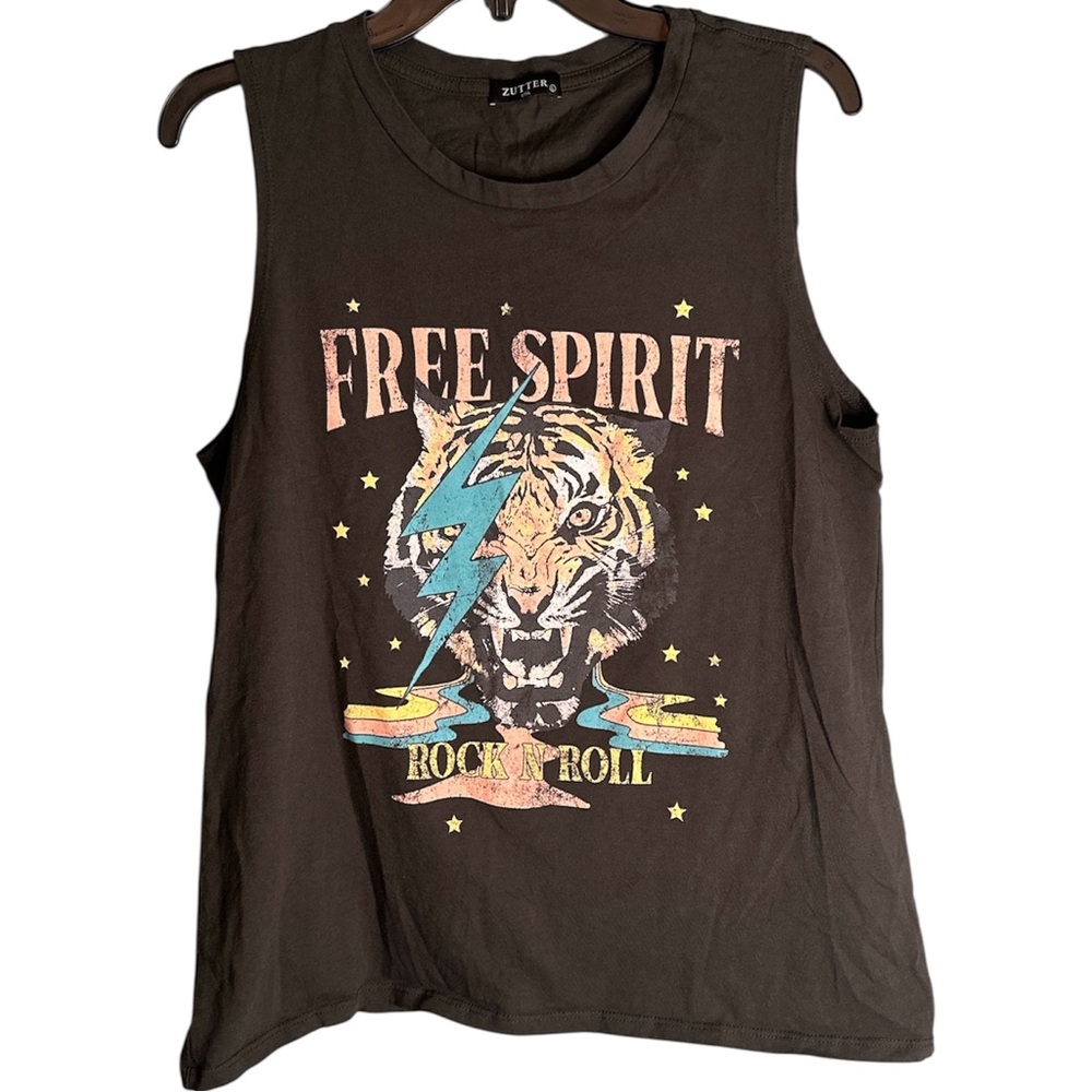 Zutter Free Spirit Rock n Roll black sleeveless tee size L